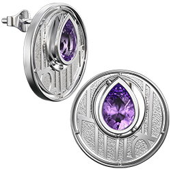 Charles Rennie Mackintosh earrings Argyle. Sterling silver. Set with Amethysts Cairn CG 136AM