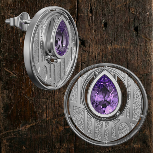 Silver Charles Rennie Mackintosh earrings "Argyle" 136AM