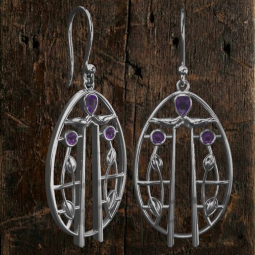 Silver Charles Rennie Mackintosh earrings "Music" 182AM