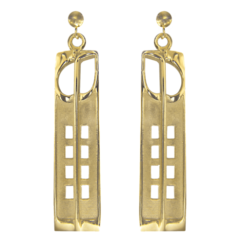 9ct gold. "Hill House". Charles Rennie Mackintosh earrings. Cairn 232G