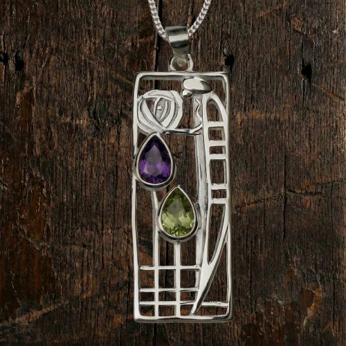 "Lover" necklace amethyst & peridot