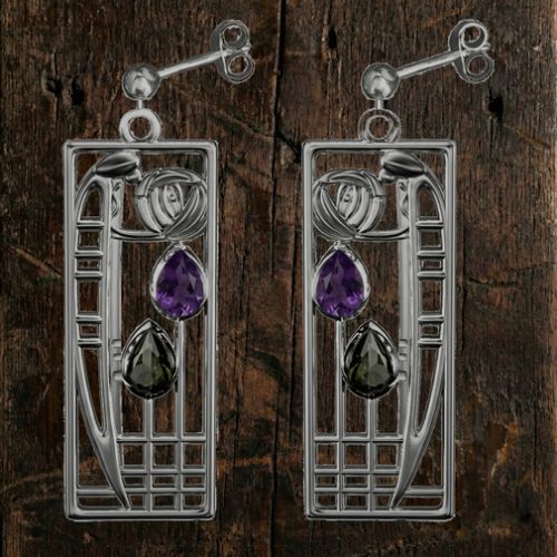 silver Charles Rennie Mackintosh earrings "Lover" 311