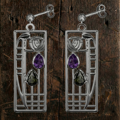silver Charles Rennie Mackintosh earrings "Lover" 311