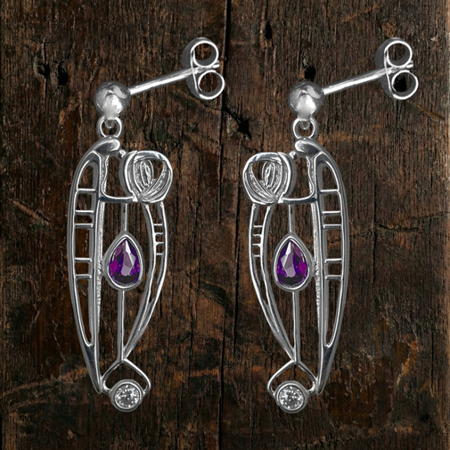 Silver Charles Rennie Mackintosh earrings "Catherine" 321