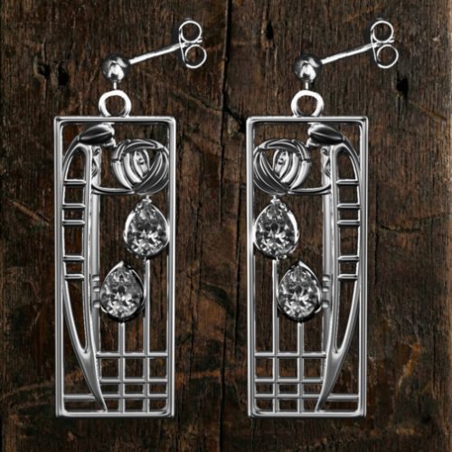 Silver Charles Rennie Mackintosh earrings "Lover" 353