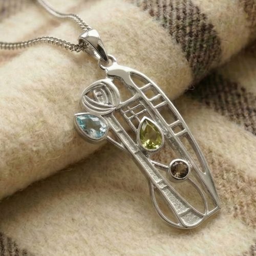 "Nairn" necklace aquamarine, peridot & smoky quartz (Cairngorm)