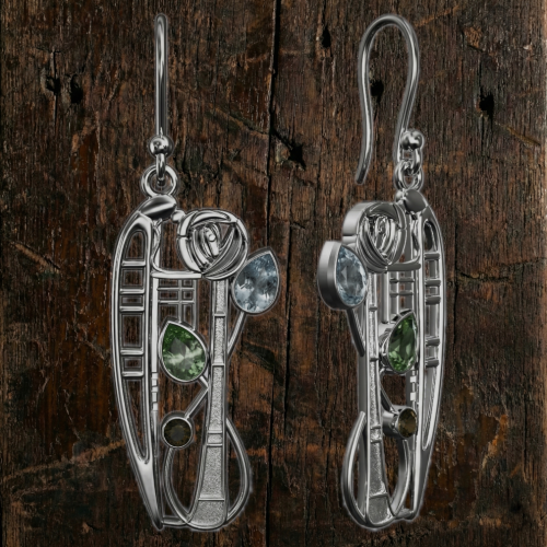 Silver Charles Rennie Mackintosh earrings Nairn 376