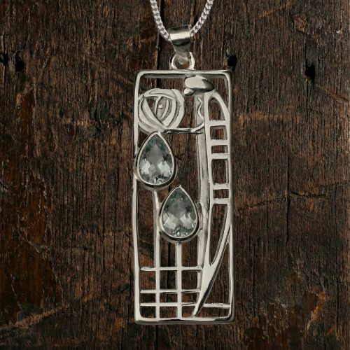 "Lover" necklace aquamarines