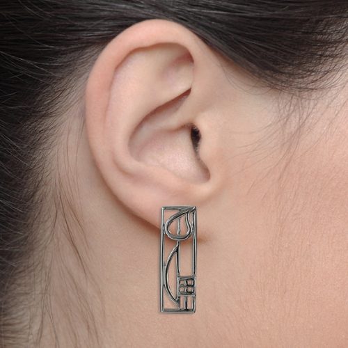 Charles Rennie Mackintosh Earrings "Cranston". Sterling Silver. Tarnish Resistant. Cairn 523