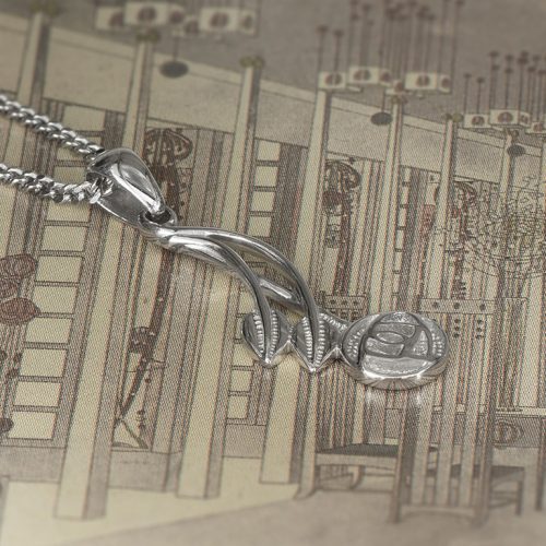 Charles Rennie Mackintosh Necklace "Willow". Sterling Silver. Tarnish Resistant. Cairn 544