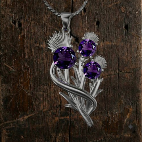 Sterling silver Scottish thistle necklace “Croy” 5590