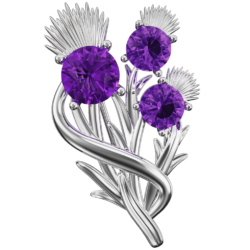 Scottish thistle brooch with amethysts Croy. Sterling Silver Cairn CG 5597