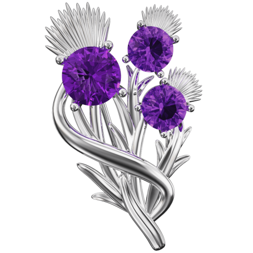Scottish thistle brooch with amethysts Croy. Sterling Silver Cairn CG 5597