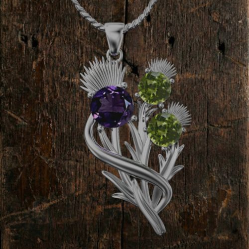Sterling silver Scottish thistle necklace “Croy” 5620