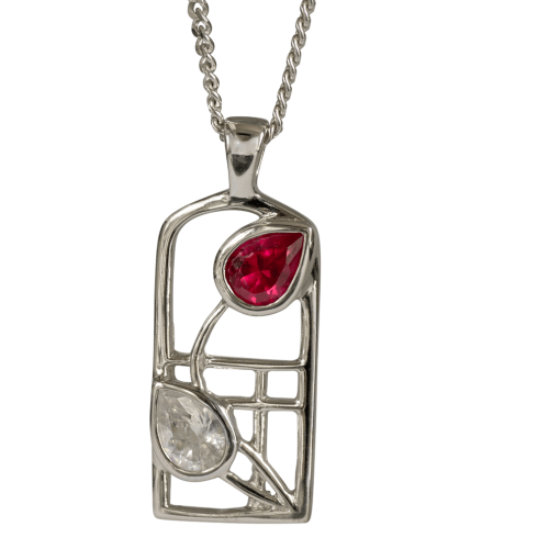 Mackintosh Necklace "Valentine" Ruby & "White" Czs. Tarnish Resistant. Cairn 584