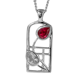 Mackintosh Necklace "Valentine" Ruby & "White" Czs. Tarnish Resistant. Cairn 584
