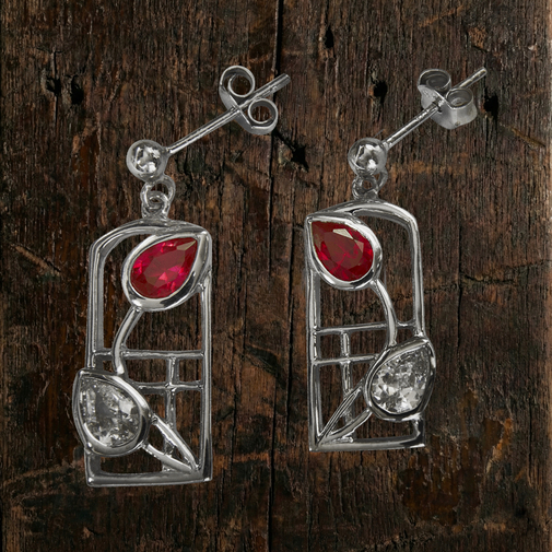 Silver Charles Rennie Mackintosh earrings "Valentine" 585