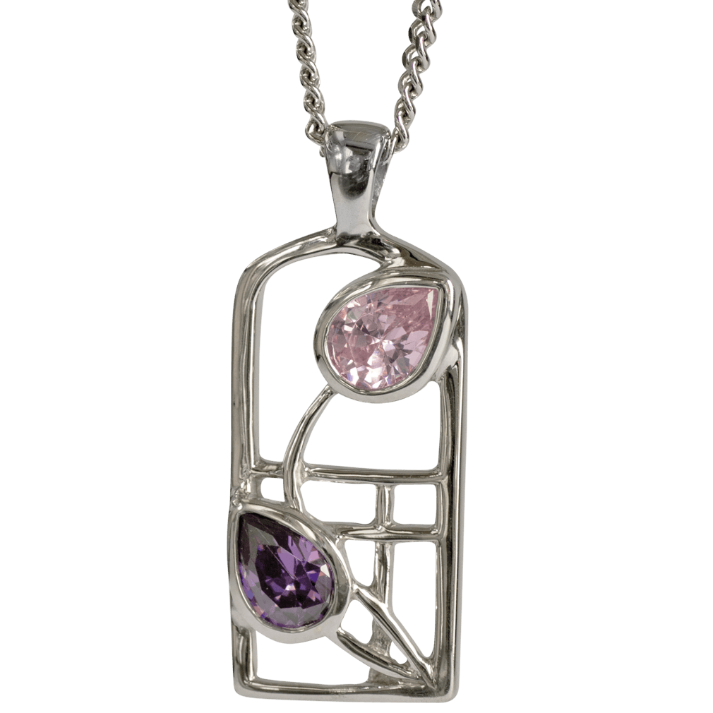 Charles Rennie Mackintosh Necklace "Petals" Amethyst & Pink Cz