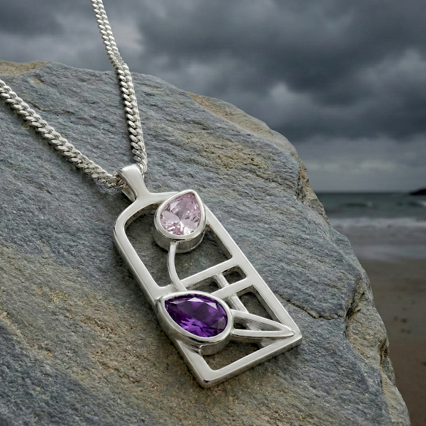 Sterling silver Charles Rennie Mackintosh necklace “Petals” 602