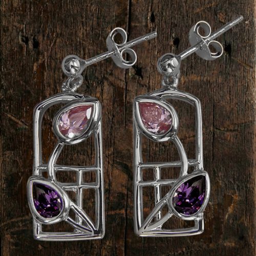 Silver Charles Rennie Mackintosh earrings "Petals" 603