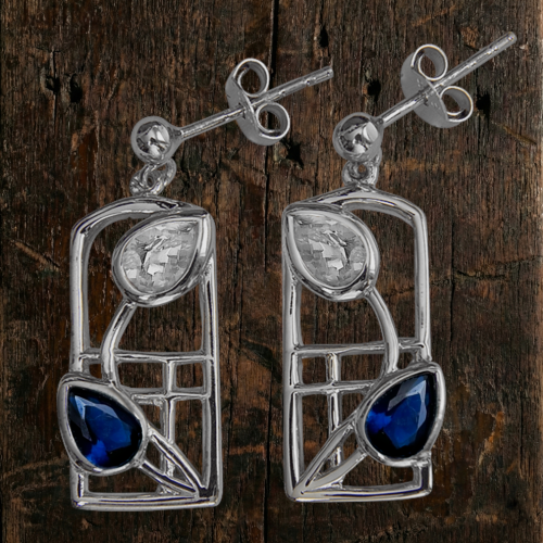 Silver Charles Rennie Mackintosh earring "Saltire" 605