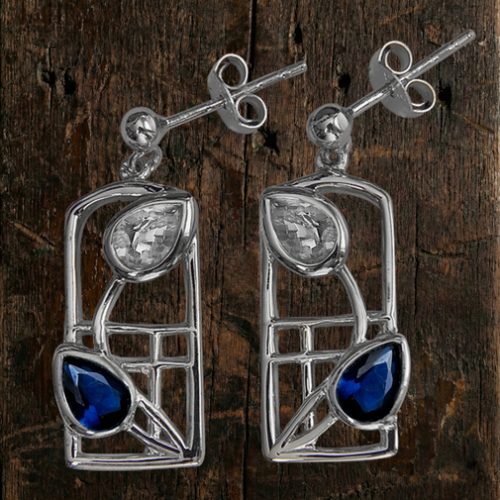 Sterling silver Charles Rennie Mackintosh earrings “Saltire” 605