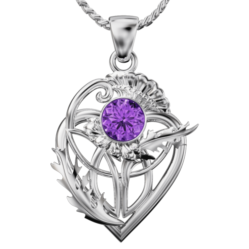 Scottish thistle pendant with amethyst Sabie. Sterling Silver Cairn CG 6100