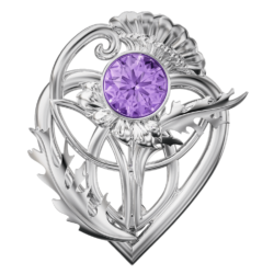Scottish thistle brooch with amethyst Sabie. Sterling Silver Cairn 6103