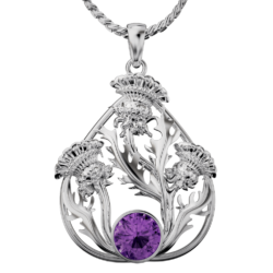 Scottish thistle pendant with amethyst Baird. Sterling Silver Cairn CG 6120