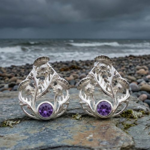 Sterling silverScottish thistle earrings “Baird" 6121