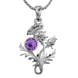 Scottish thistle pendant with amethyst Ross. Sterling Silver Cairn CG 6140
