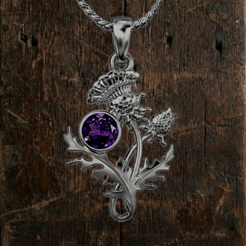 Sterling silver Scottish thistle necklace “Ross” 6140