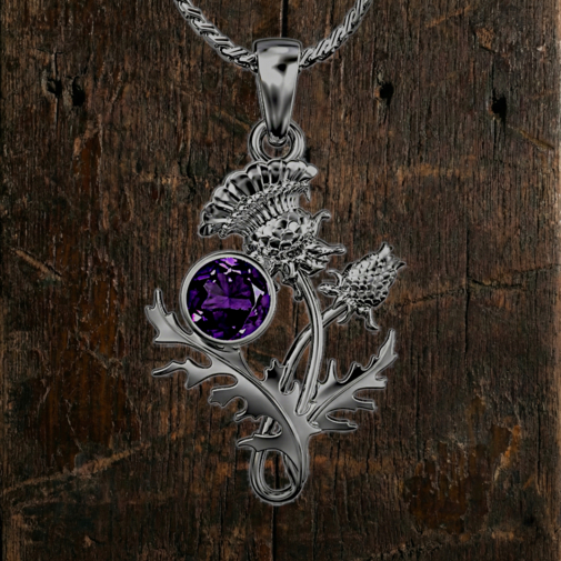 Sterling silver Scottish thistle necklace “Ross” 6140