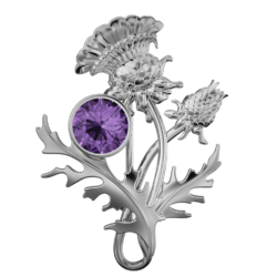 Scottish thistle brooch with amethyst Ross. Sterling Silver Cairn 6142
