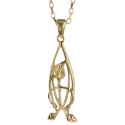 9ct gold "Flourish"necklace. Charles Rennie Mackintosh. Cairn pendant 752G