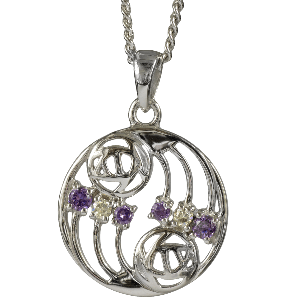 Charles Rennie Mackintosh Necklace "Glasgow" Set With Amethysts