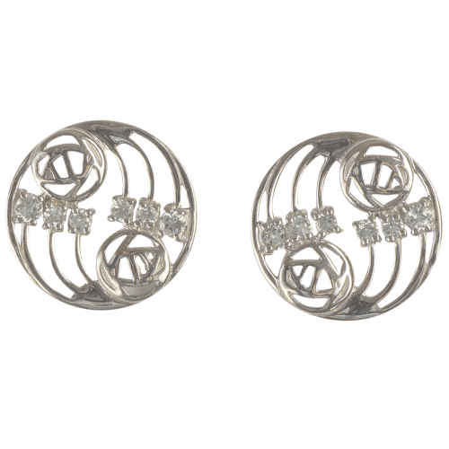 12 aquamarines. Sterling silver. Mackintosh earrings. Cairn 802