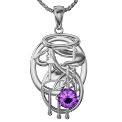 Charles Rennie Mackintosh pendant Wassail. Sterling silver. Set with amethysts. Cairn CG 870