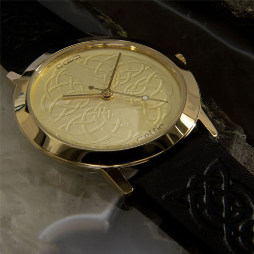 Gold Plated Full Size Celtic Watch By Cairn With Champagne Dial CC155G