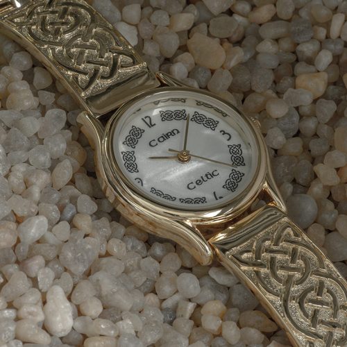 Gold Plated Ladies Celtic Watch By Cairn With Mother Of Pearl Dial CC3PLG4